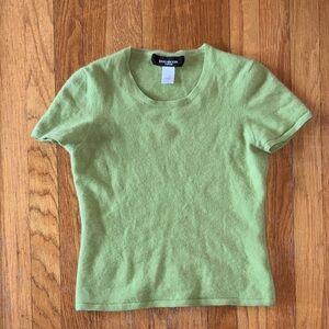 Light Green Short Sleeve Knit Cashmere Tee